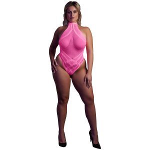 Ouch! Glow in The Dark Neonrosa Body Plus-Size - Ljusrosa - Plus size