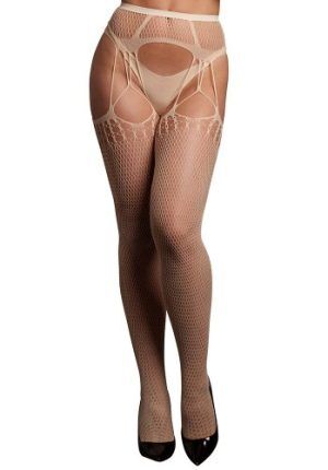 Shredded suspender pantyhose, beige