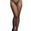 Shredded suspender pantyhose, green