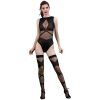 Moonlight Lingerie Modell 16 Svart Body och Strumpor - Svart - One Size