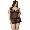 46273 seven til midnight black two piece tulle babydoll and g string set plus size 01 model