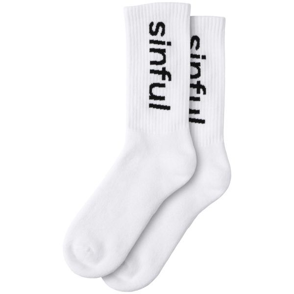 Sinful White Logo Strumpor - Vit - 36-38
