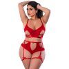 Magic Silk Holidaze Set med Bralette och Trosor Plus Size - Röd - Queen Size