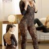 svart blommig catsuit s l