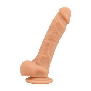 Loving Joy 21 cm Realistisk Silikondildo med Sugpropp och Bollar – Vanilj