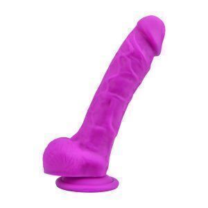 Loving Joy 21 cm Realistisk Silikondildo med Sugpropp och Bollar – Lila